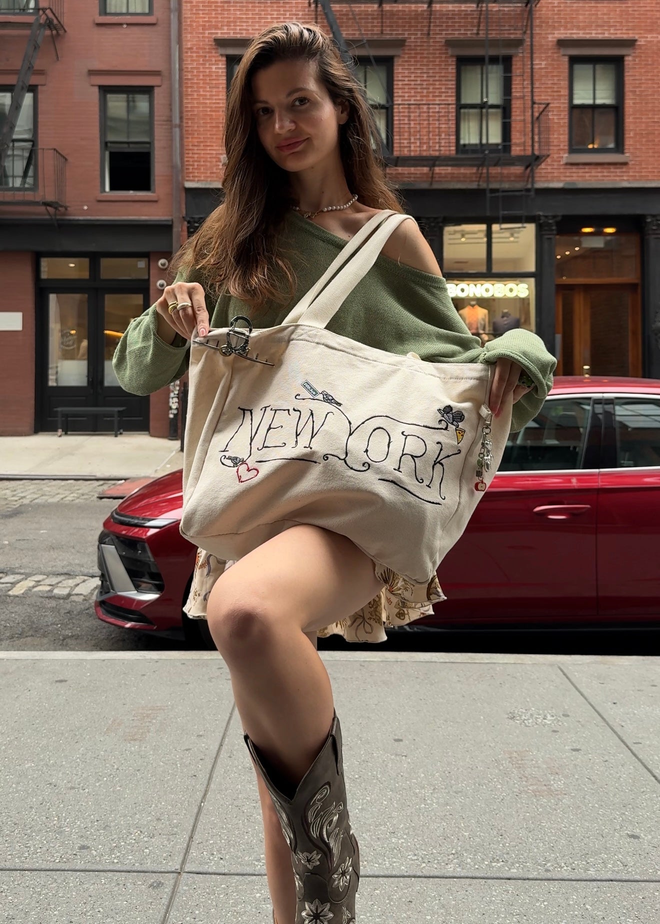 Durable Cotton Tote Bag with Embroidered "New York" design - Everyday Essential